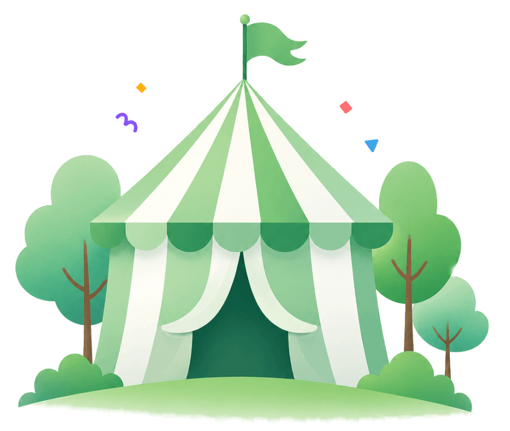 Illustration eines Vereinsfest-Zelts